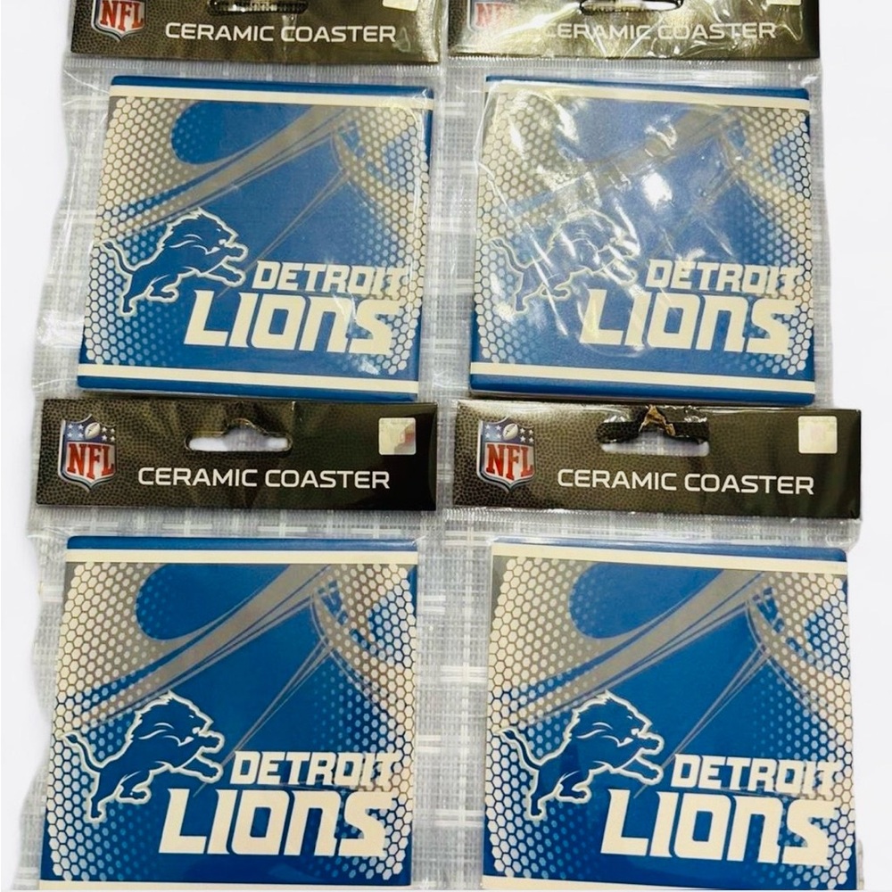 NFL Detroit Lions Blue Ceramic Coaster Set